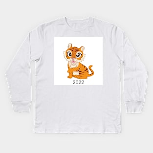 Cute tiger Chinese New Year 2022 Year of the Tiger Kids Long Sleeve T-Shirt